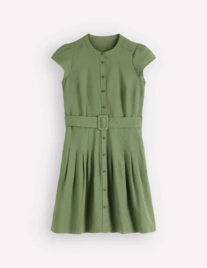 Arabella Short Linen Dress Safari Green Arabella Short Linen Dress Safari Green