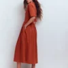 Aria Collared Jersey Dress Burnt Orange Aria Collared Jersey Dress Burnt Orange