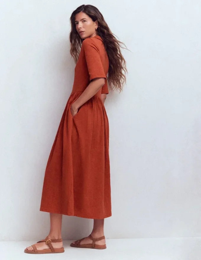 Aria Collared Jersey Dress Burnt Orange Aria Collared Jersey Dress Burnt Orange