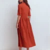 Aria Collared Jersey Dress Burnt Orange Aria Collared Jersey Dress Burnt Orange