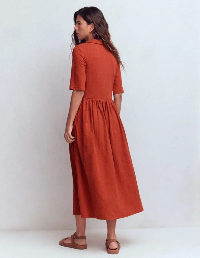 Aria Collared Jersey Dress Burnt Orange Aria Collared Jersey Dress Burnt Orange