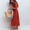 Aria Collared Jersey Dress Burnt Orange Aria Collared Jersey Dress Burnt Orange