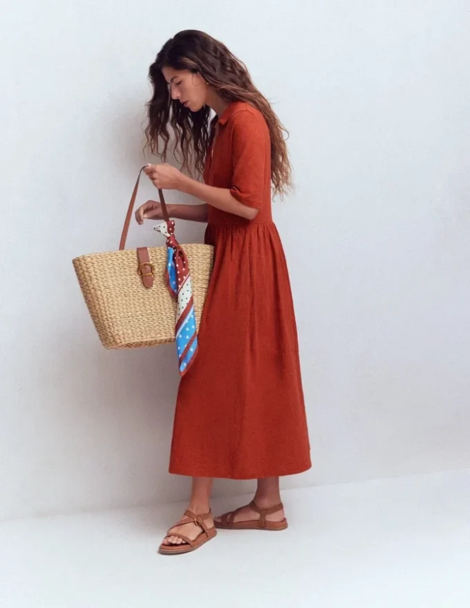 Aria Collared Jersey Dress Burnt Orange Aria Collared Jersey Dress Burnt Orange
