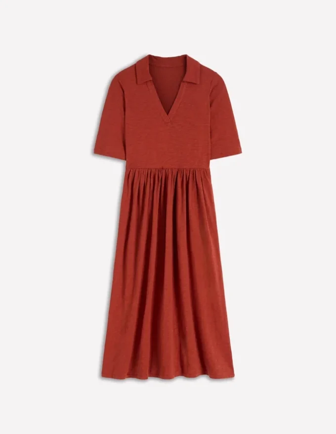 Aria Collared Jersey Dress Burnt Orange Aria Collared Jersey Dress Burnt Orange