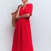 Aria Collared Jersey Dress Merida Red Aria Collared Jersey Dress Merida Red