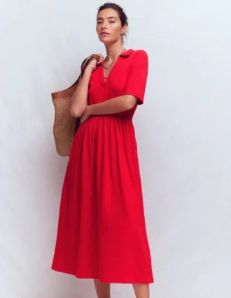Aria Collared Jersey Dress Merida Red