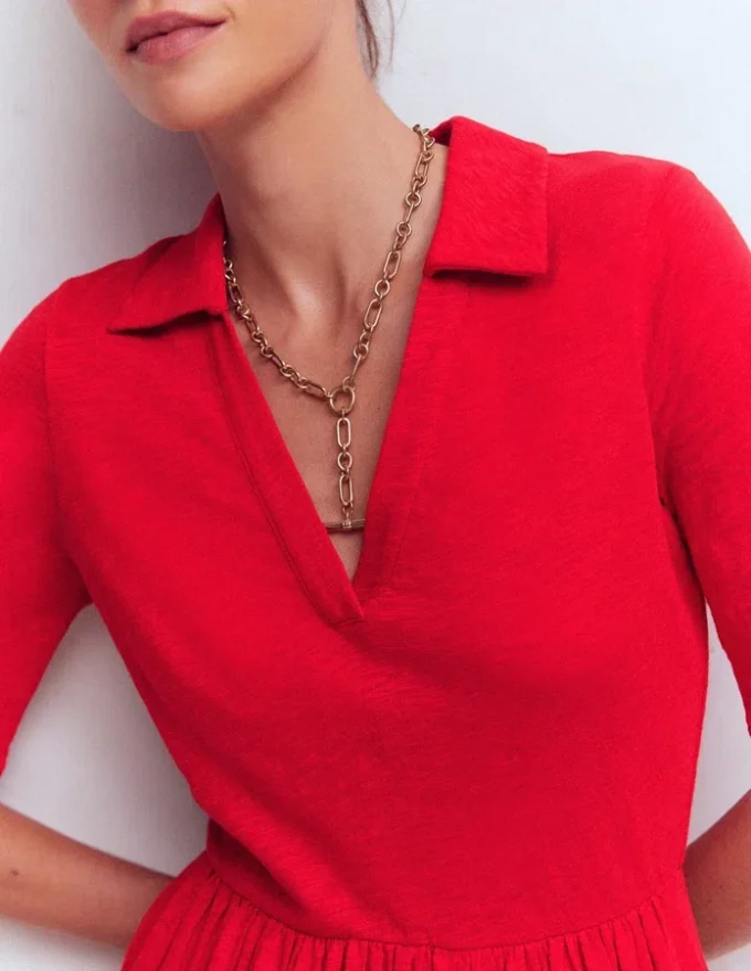 Aria Collared Jersey Dress Merida Red Aria Collared Jersey Dress Merida Red