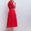 Aria Collared Jersey Dress Merida Red Aria Collared Jersey Dress Merida Red