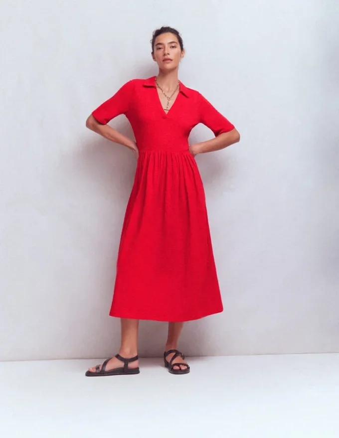 Aria Collared Jersey Dress Merida Red Aria Collared Jersey Dress Merida Red