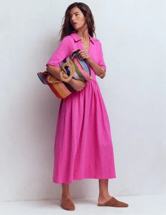 Aria Collared Jersey Dress Passion Flower Aria Collared Jersey Dress Passion Flower