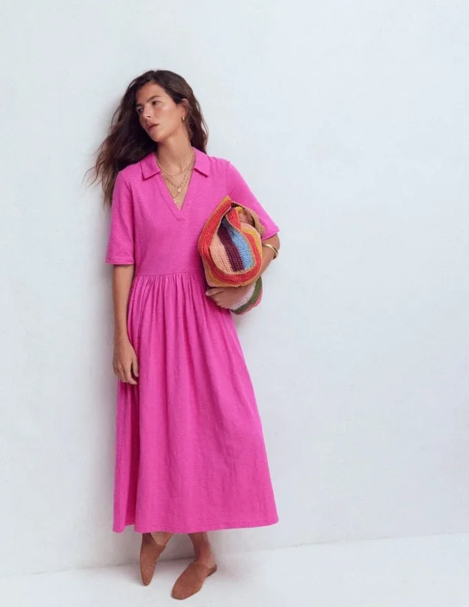Aria Collared Jersey Dress Passion Flower Aria Collared Jersey Dress Passion Flower