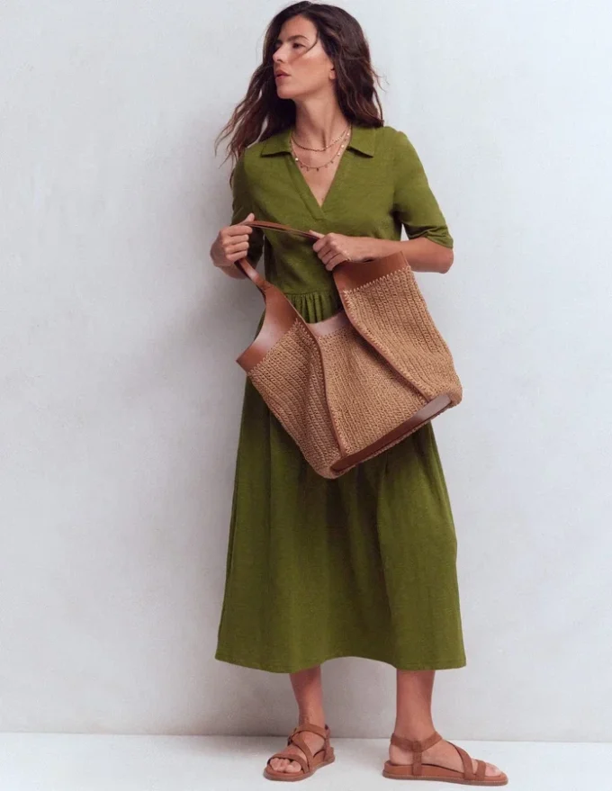 Aria Collared Jersey Dress Promenade Green Aria Collared Jersey Dress Promenade Green