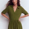 Aria Collared Jersey Dress Promenade Green Aria Collared Jersey Dress Promenade Green