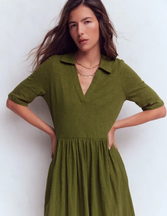 Aria Collared Jersey Dress Promenade Green Aria Collared Jersey Dress Promenade Green