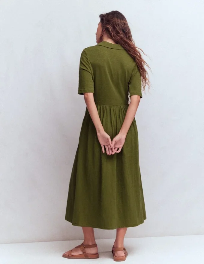 Aria Collared Jersey Dress Promenade Green Aria Collared Jersey Dress Promenade Green