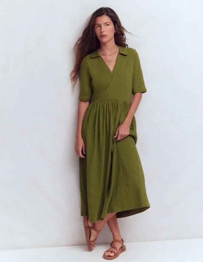 Aria Collared Jersey Dress Promenade Green Aria Collared Jersey Dress Promenade Green