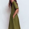 Aria Collared Jersey Dress Promenade Green Aria Collared Jersey Dress Promenade Green