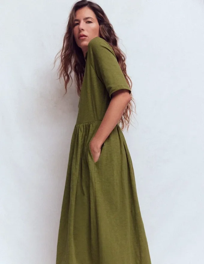 Aria Collared Jersey Dress Promenade Green Aria Collared Jersey Dress Promenade Green