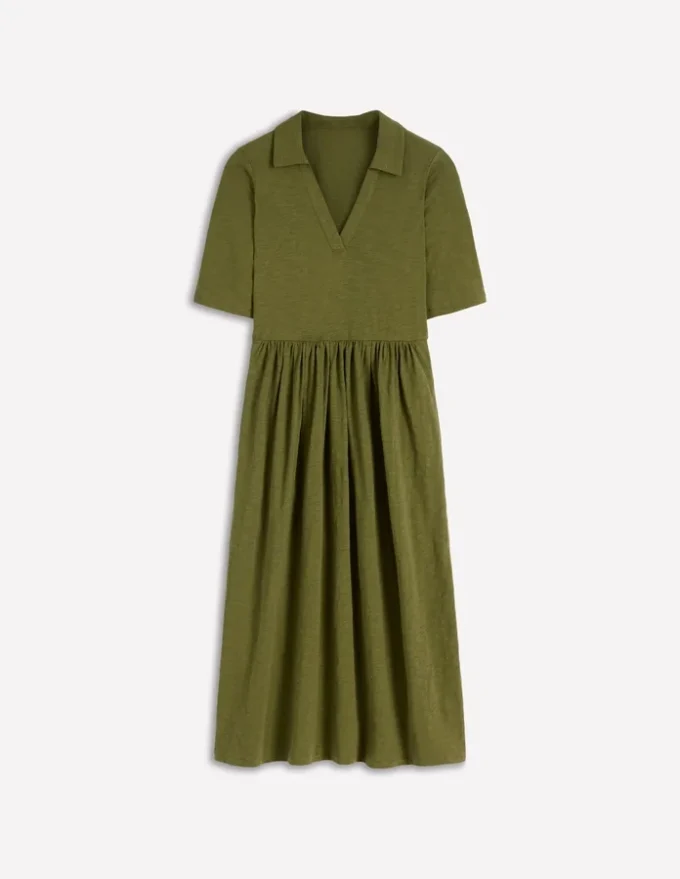 Aria Collared Jersey Dress Promenade Green Aria Collared Jersey Dress Promenade Green