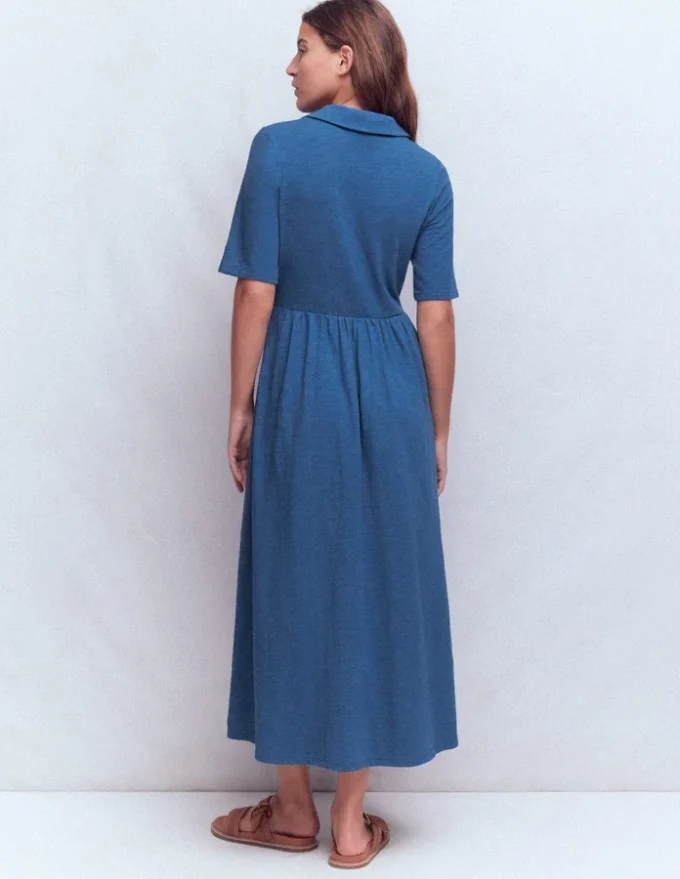 Aria Collared Jersey Dress Tourmaline Blue Aria Collared Jersey Dress Tourmaline Blue