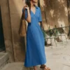 Aria Collared Jersey Dress Tourmaline Blue Aria Collared Jersey Dress Tourmaline Blue