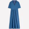 Aria Collared Jersey Dress Tourmaline Blue Aria Collared Jersey Dress Tourmaline Blue