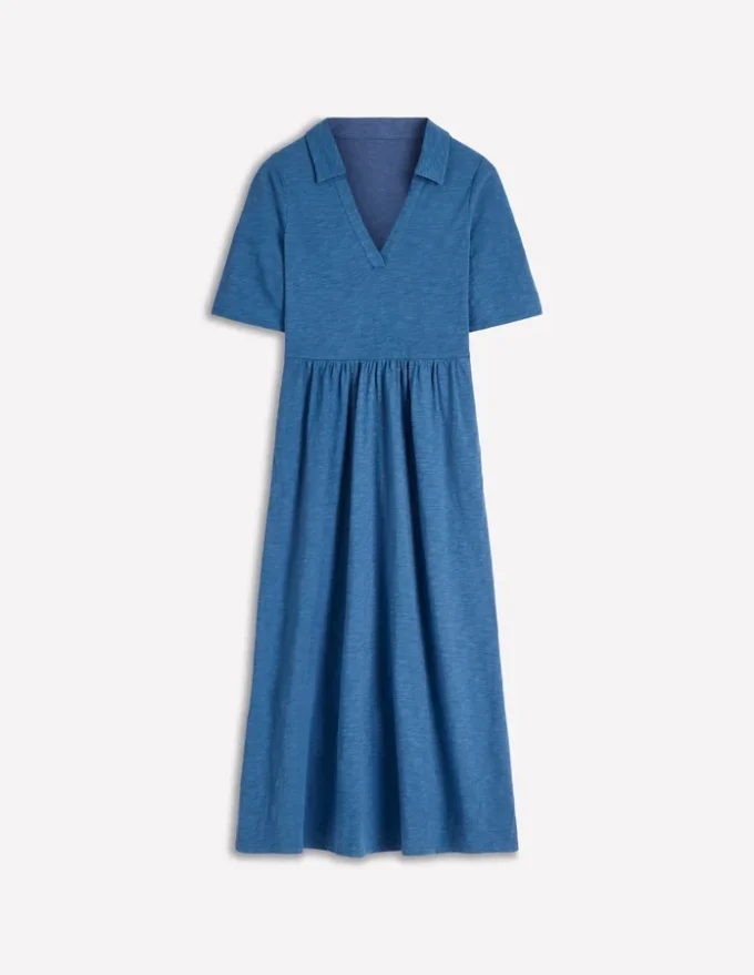 Aria Collared Jersey Dress Tourmaline Blue Aria Collared Jersey Dress Tourmaline Blue
