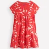 Ariel Twirly Jersey Dress Coral Orange Giant Daisy