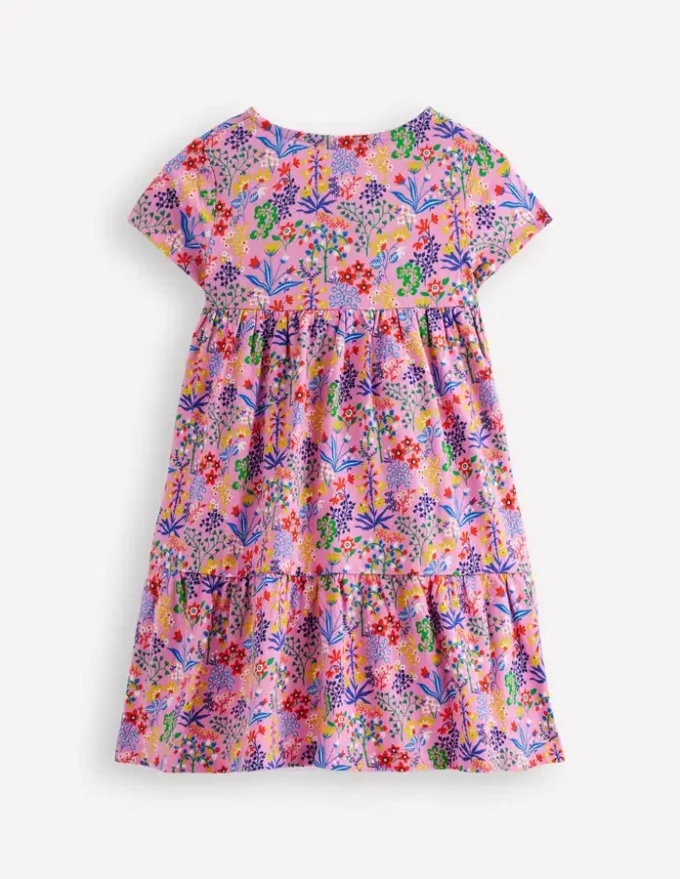 Ariel Twirly Jersey Dress Meadowsweet Pink Garden Floral Ariel Twirly Jersey Dress Meadowsweet Pink Garden Floral