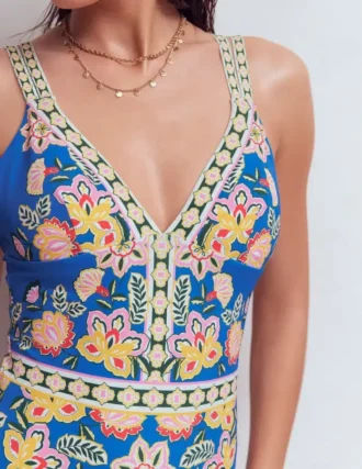 Arles Swimsuit Blue, Blossom Elegance
