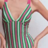Arles Swimsuit Pink, Green and White Stripe Arles Swimsuit Pink, Green and White Stripe