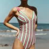 Arles Swimsuit Pink, Green and White Stripe Arles Swimsuit Pink, Green and White Stripe