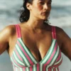 Arles Swimsuit Pink, Green and White Stripe Arles Swimsuit Pink, Green and White Stripe