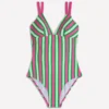 Arles Swimsuit Pink, Green and White Stripe Arles Swimsuit Pink, Green and White Stripe