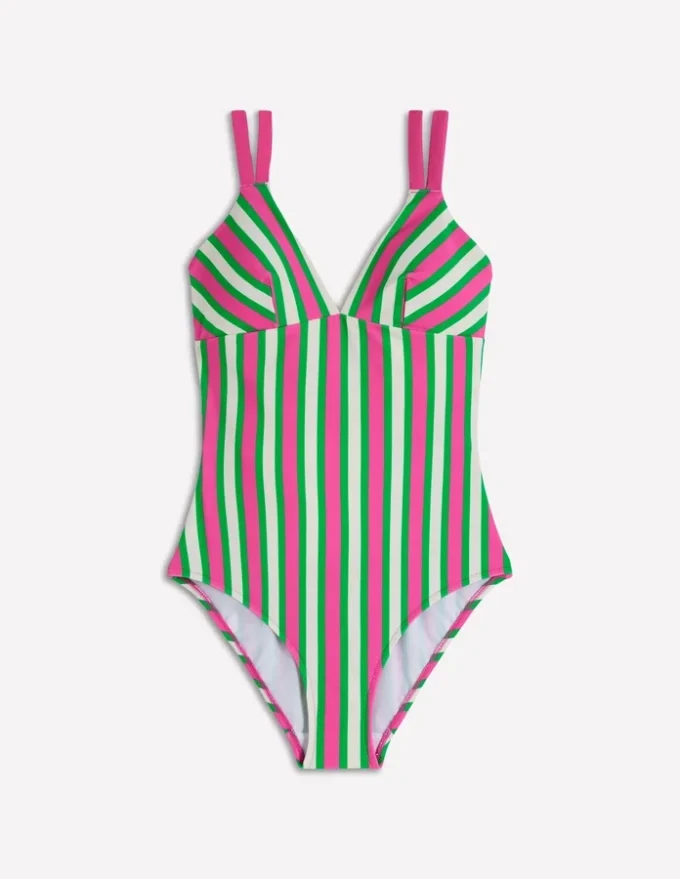 Arles Swimsuit Pink, Green and White Stripe Arles Swimsuit Pink, Green and White Stripe