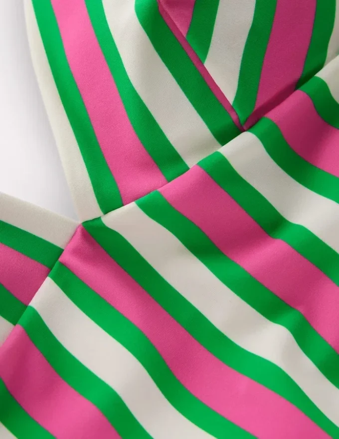 Arles Swimsuit Pink, Green and White Stripe Arles Swimsuit Pink, Green and White Stripe