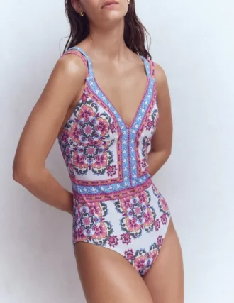 Arles Swimsuit Pink, Ornamental Trellis