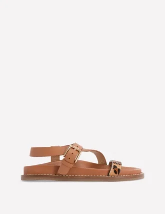 Asymmetric Cross Strap Sandals Tan