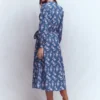 Ava Cotton Midi Dress Denim Blue, Blossomy Sprig Ava Cotton Midi Dress Denim Blue, Blossomy Sprig