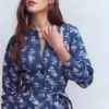 Ava Cotton Midi Dress Denim Blue, Blossomy Sprig Ava Cotton Midi Dress Denim Blue, Blossomy Sprig