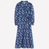 Ava Cotton Midi Dress Denim Blue, Blossomy Sprig Ava Cotton Midi Dress Denim Blue, Blossomy Sprig