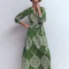 Ava Cotton Midi Dress Green Broderie Ava Cotton Midi Dress Green Broderie