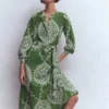Ava Cotton Midi Dress Green Broderie Ava Cotton Midi Dress Green Broderie