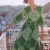 Ava Cotton Midi Dress Green Broderie Ava Cotton Midi Dress Green Broderie
