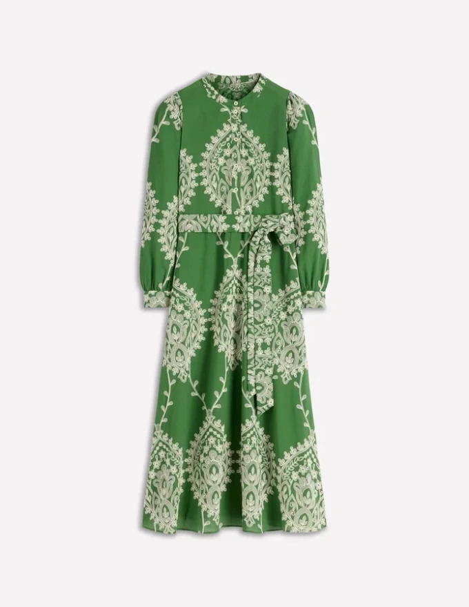 Ava Cotton Midi Dress Green Broderie Ava Cotton Midi Dress Green Broderie