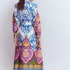 Ava Cotton Midi Dress Multi, Ornamental Garden