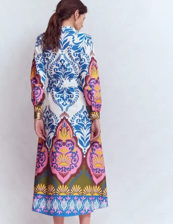 Ava Cotton Midi Dress Multi, Ornamental Garden