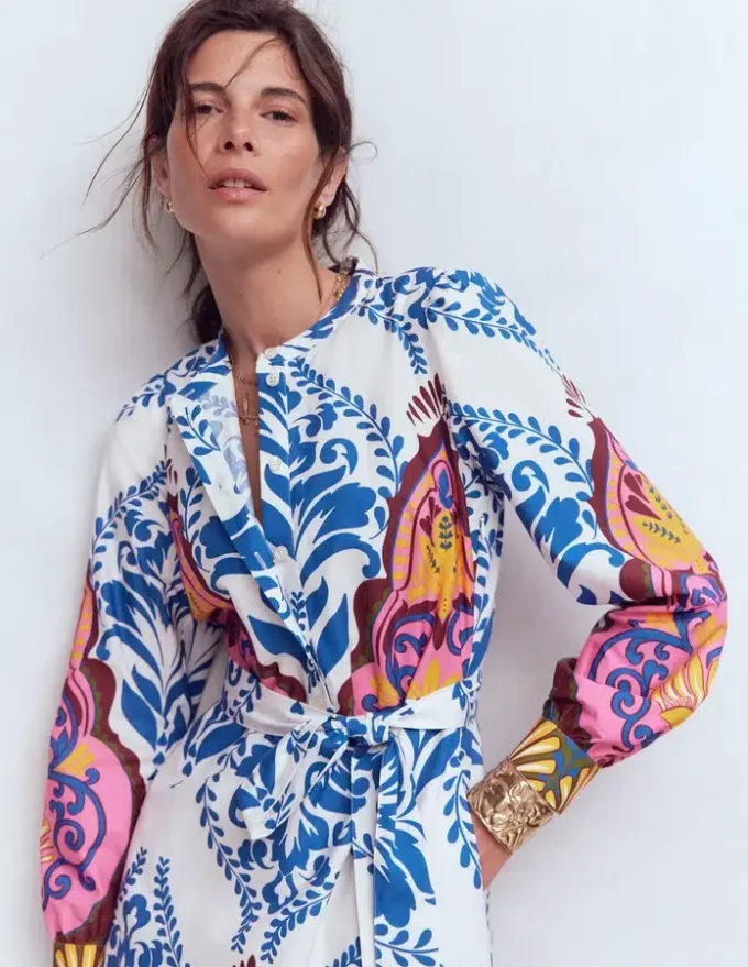 Ava Cotton Midi Dress Multi, Ornamental Garden