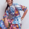 Ava Cotton Midi Dress Multi, Ornamental Garden