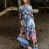 Ava Cotton Midi Dress Multi, Ornamental Garden